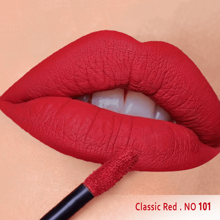 رژ لب مایع مخملی مات سرژه کد 101 (Classic Red)